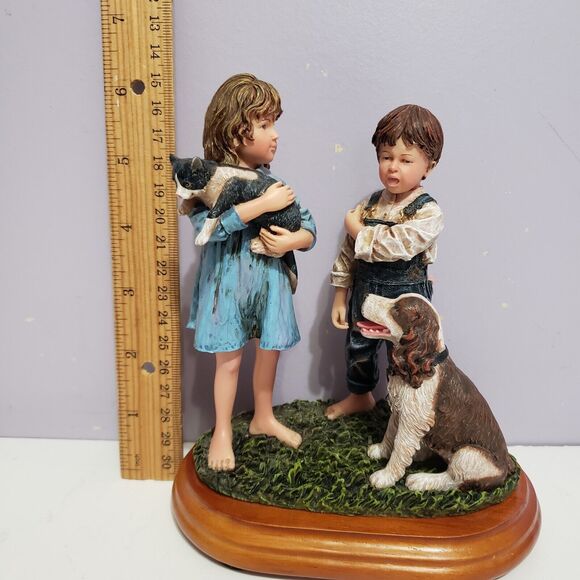 Timeless Treasure " The Confrontation " Vanmark Girl Boy Animal Figurine 1999 - Picture 7 of 9